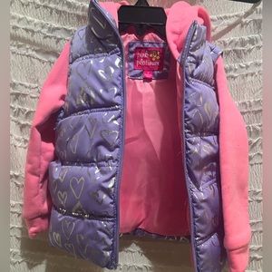 Purple and Pink, Pink Plantinum Puffer Jacket girls size 5/6